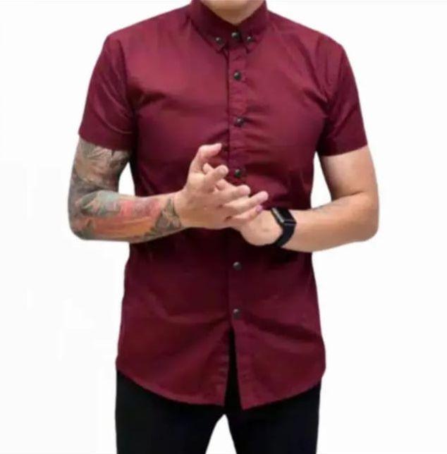 Kemeja Pria Lengan Pendek Formal Casual Baju Kemeja Dewasa Distro Terbaru Katun Cowok Keren Hem Slimfit Hitam Kantor 3
