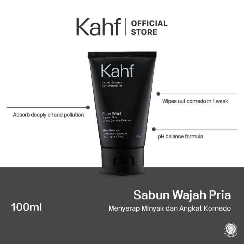 [Promo] Kahf Triple Action Oil and Comedo Defense Face Wash 100 ml - Sabun Wajah Pria Skincare Pria HS4U Muka Facial 2