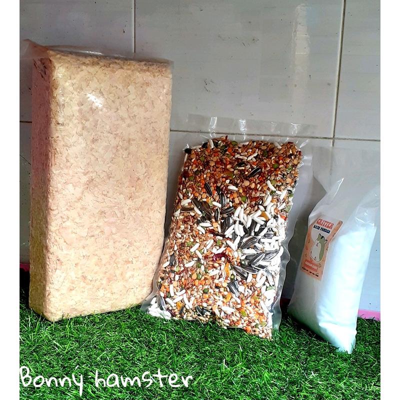 Combo cơ bản mùn cưa thức ăn cát tắm dành cho hamster