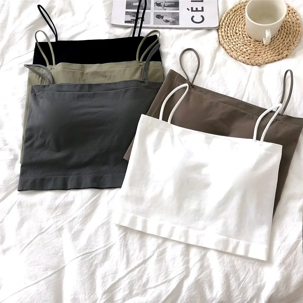 Áo Bra Cotton 2 Dây Kèm Đệm Ngực Dáng Croptop 1803 Nữ Kem Women Màu Đen Voi Voi ba