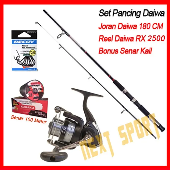 Set Pancing Daiwa dan Joran Daiwa Jupiter bonus Senar kail Siap pakai - Hitam