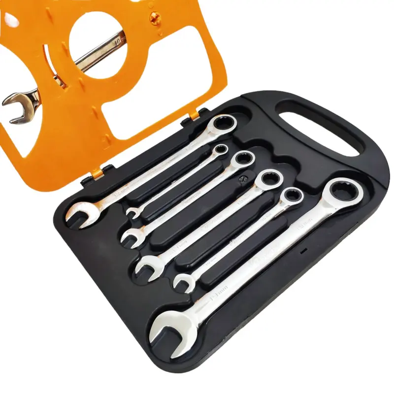 KUNCI RING PAS RACHET SET 7PCS KUNCI RING PAS 8MM - 19MM KUNCI KOMBINASI KREK 7PCS RATCHET COMBINATION SPANNER SET alat bengkel 1