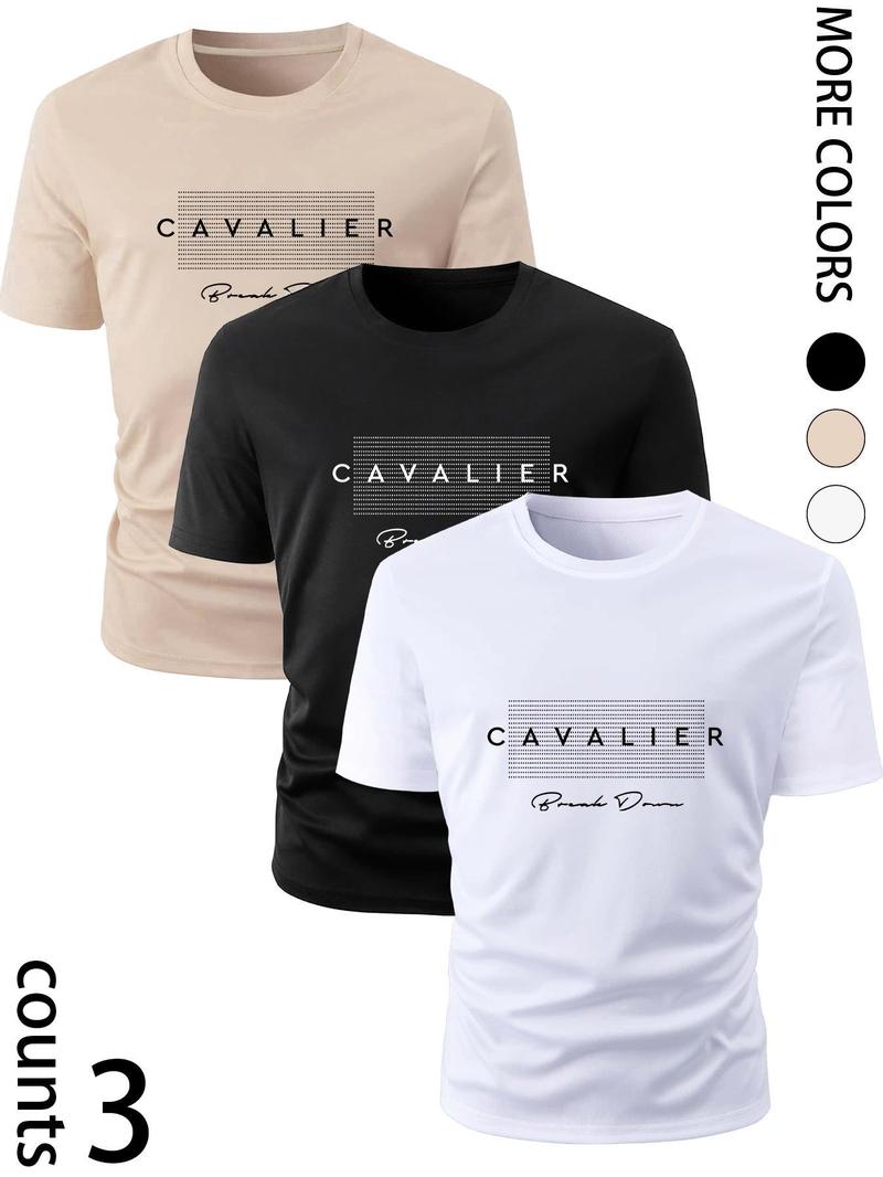 Product Introduction of Plus Size Men's Letter Print Round Neck Tee, Casual Short Sleeve T-shirt for Summer, Men's Plus Size Top for Daily Wear 1