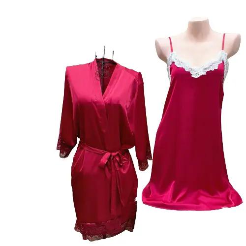 COMBO áo choàng ngủ lụa kèm váy hai dây xòe sang trọng Dreamy - CDS25 Nữ nhiều màu  Women Dress Kem Ren 1
