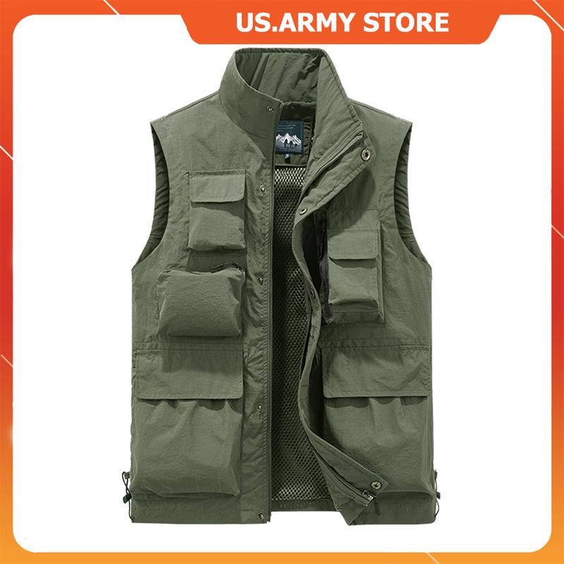 Áo Gile Nam Phong Cách Phượt Vải gió cao cấp phong cách túi hộp loại có cổ