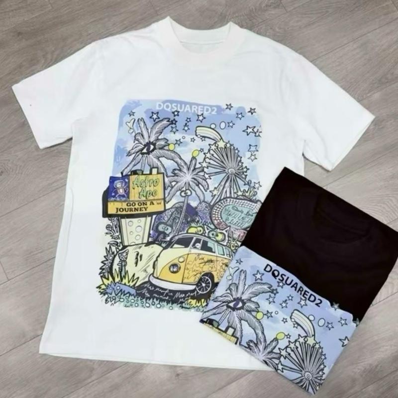 Áo phông D.S.Q cây dừa chất liệu cotton 2 chiều 250gsm dày dặn thoáng mát hàng mới 2025 2