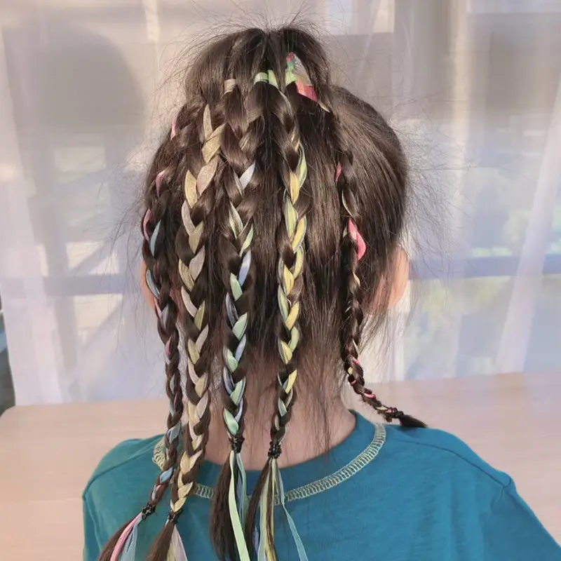 Colorful Braided Hair Chain Hair Clip Elastic Ponytail Holder Girls' Tassel Hair Accessories Korean Style Dirty Braids Stylish