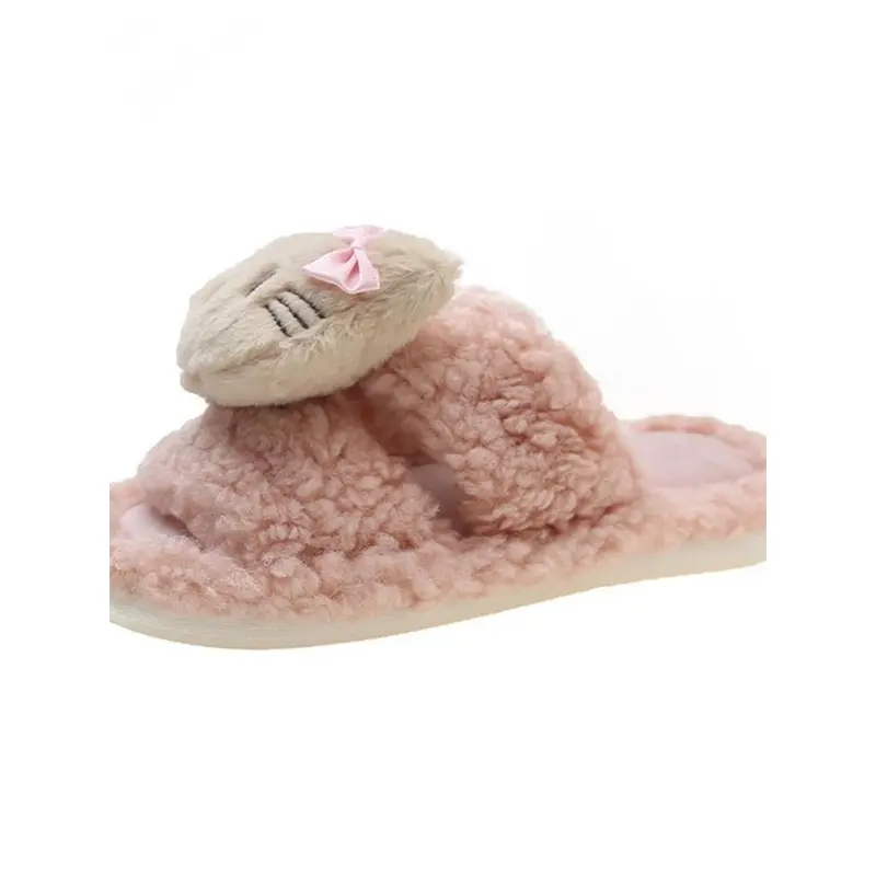 Dép Lông Mịn Hello Kitty, Thiết Kế Hoạt Hình Dễ Thương, Dành Cho Nữ, Có Thể Đeo Ngoài Trời, Hàng Mới Về Mùa Thu Và Mùa Đông, Dép Bông Nhồi Bông Đế Bằng Chống Trượt, Năm 2025 4