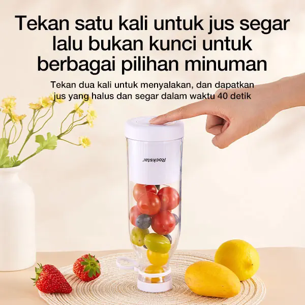 Rockstar bahan yang aman untuk makanan blender 6 bilah mata pisau juicer mini blander 420ml  portable  usb charge chopper  kekinian 7