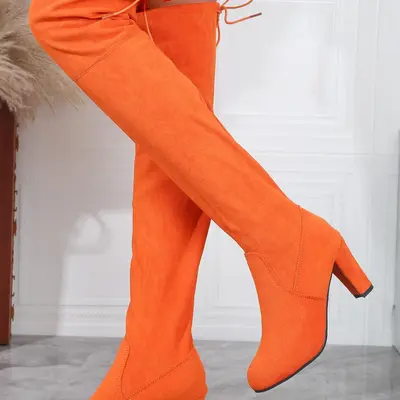 Selected Thigh High Orange Suede Boots TikTok Shop