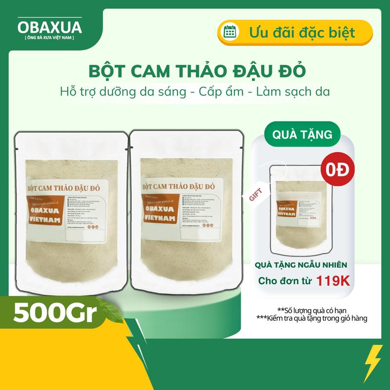 Bột Cam Thảo Đậu Đỏ 75g, 250g, 500g Obaxua - Dưỡng da Body mịn màng