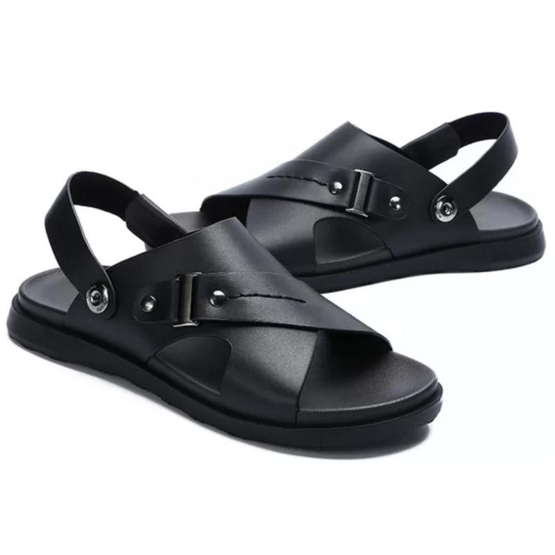 Sandal Selop Kulit  Pria Dewasa Sendal Slip On Cowok Kasual Model Terbaru 4