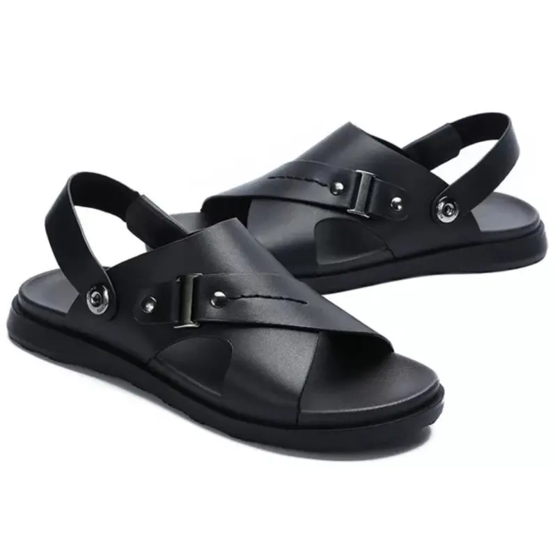 Sandal Selop Kulit  Pria Dewasa Sendal Slip On Cowok Kasual Model Terbaru 4