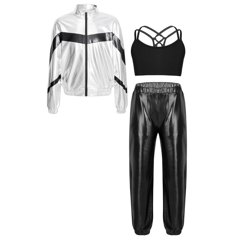 inhzoy Bộ 3 món thể thao khiêu vũ Hồi giáo cho nữ Bộ áo bomber dài tay kèm áo khoác và quần jogger Bộ đồ thể thao 7