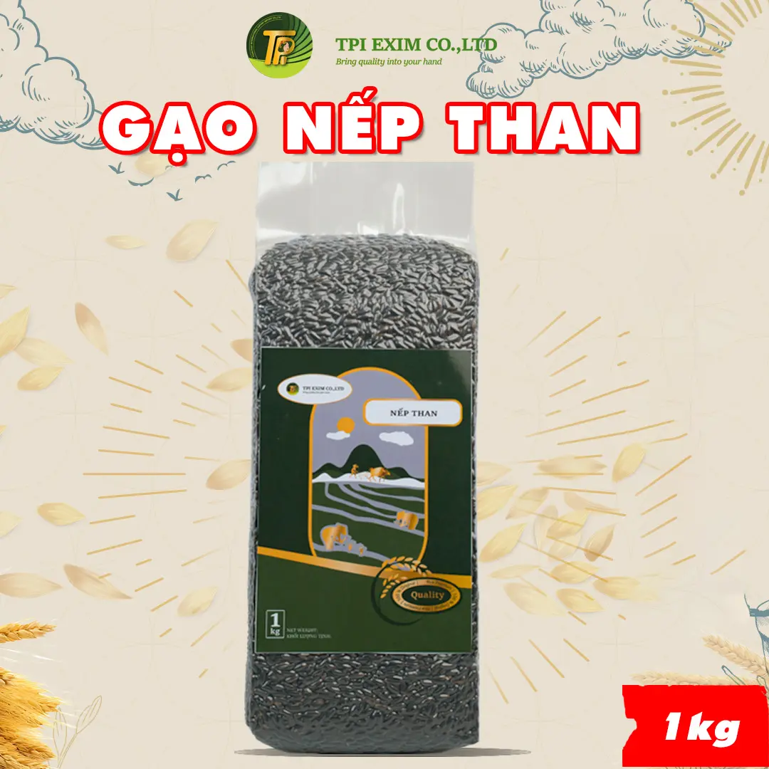 Gạo Nếp Than TPI Group, Thơm Dẻo Chất Lượng Cao, Giàu Dinh Dưỡng và Vitamin và Khoáng Chất, Túi 1kg - Food