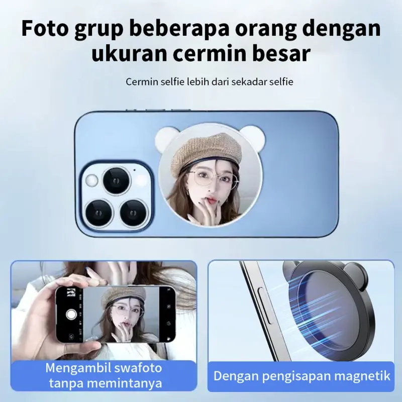 Kamera belakang ponsel baru HD cermin selfie reflektif cermin selfie magnetik belakang 8