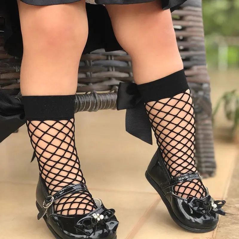 Tất Lưới Cho Em Bé Gái, Thời Trang, Có Nơ Lớn, Làm Bằng Bông Mùa Hè, Thoáng Khí, Màu Đen Và Trắng, Thiết Kế Dễ Thương, Thích Hợp Cho Trẻ Mới Biết Đi Và Trẻ Em, 0-6 Tuổi 7