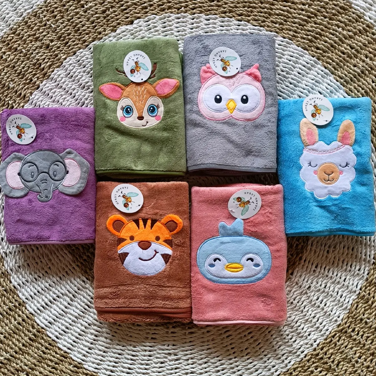 Handuk Bayi Karakter Import Bahan Microfiber Tebal Halus Lembut size 60x100