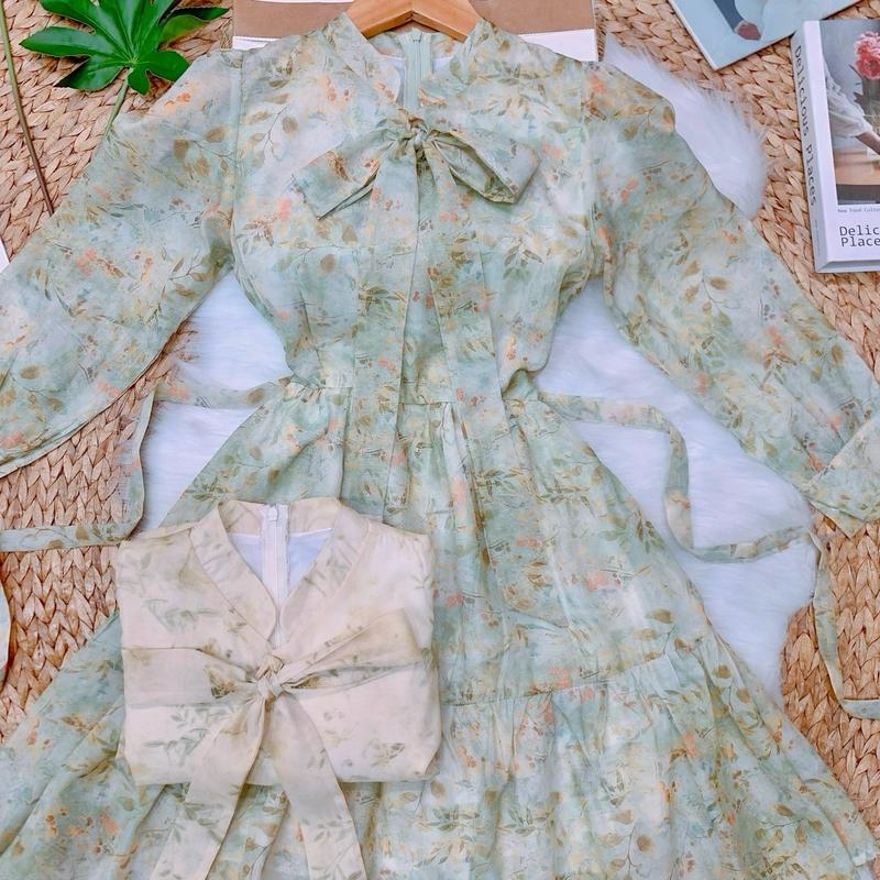 Đầm tiểu thư cổ nơ tay dài. Đầm đi tiệc. Đầm vintage  B314 B483 1