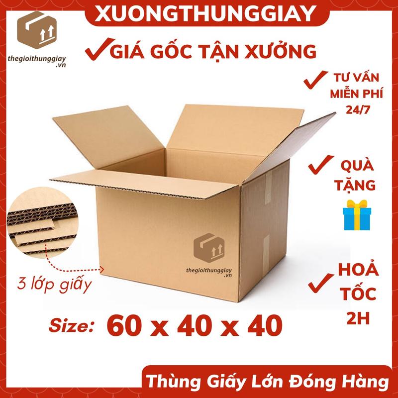 Thùng giấy lớn 60x40x40cm chuyển nhà đi máy bay thùng lớn đóng gói hàng hóa