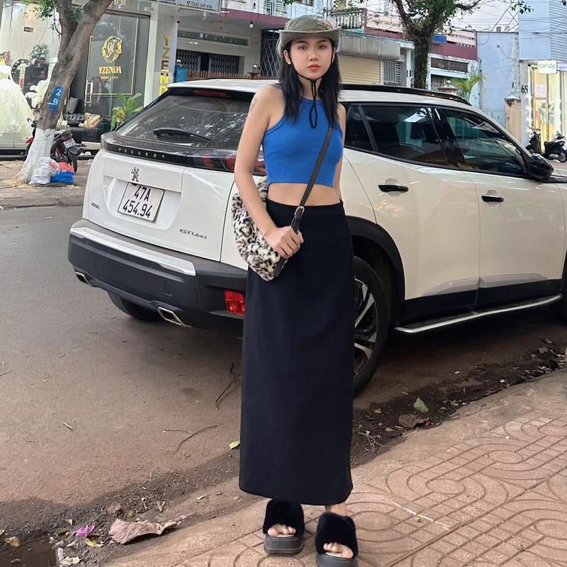 Chân váy dáng xuông dài 86cm, chân váy hàng thiết kế Dens.clothing