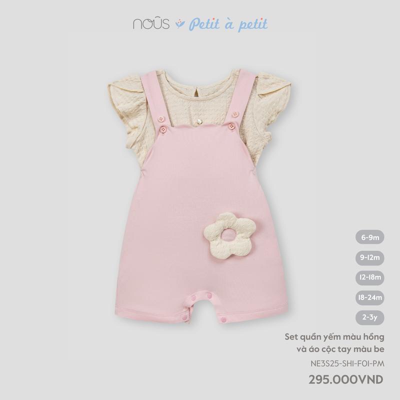 [KOL Nous Baby] Set quần yếm kèm áo cộc tay màu sắc dễ thương, chất liệu kháng khuẩn cho bé gái (7-15kg) BST T3