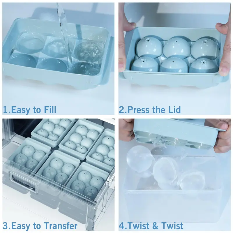 Multi-grids Ice Cube Tray, Large Capacity Reusable Home Ice Trays for Freezer, Ice Ball Maker Mold, Kitchen Accessories 4