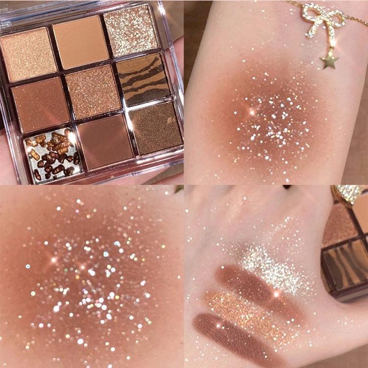Bảng Phấn Mắt, Chocolate Jiugongge, Phấn Lung Linh Và Lì Tông Màu Đất, Trang Điểm Màu Nude Thuần Khiết, Giá Rẻ, Thích Hợp Cho Học Sinh, Phấn Mắt Chín Màu 8