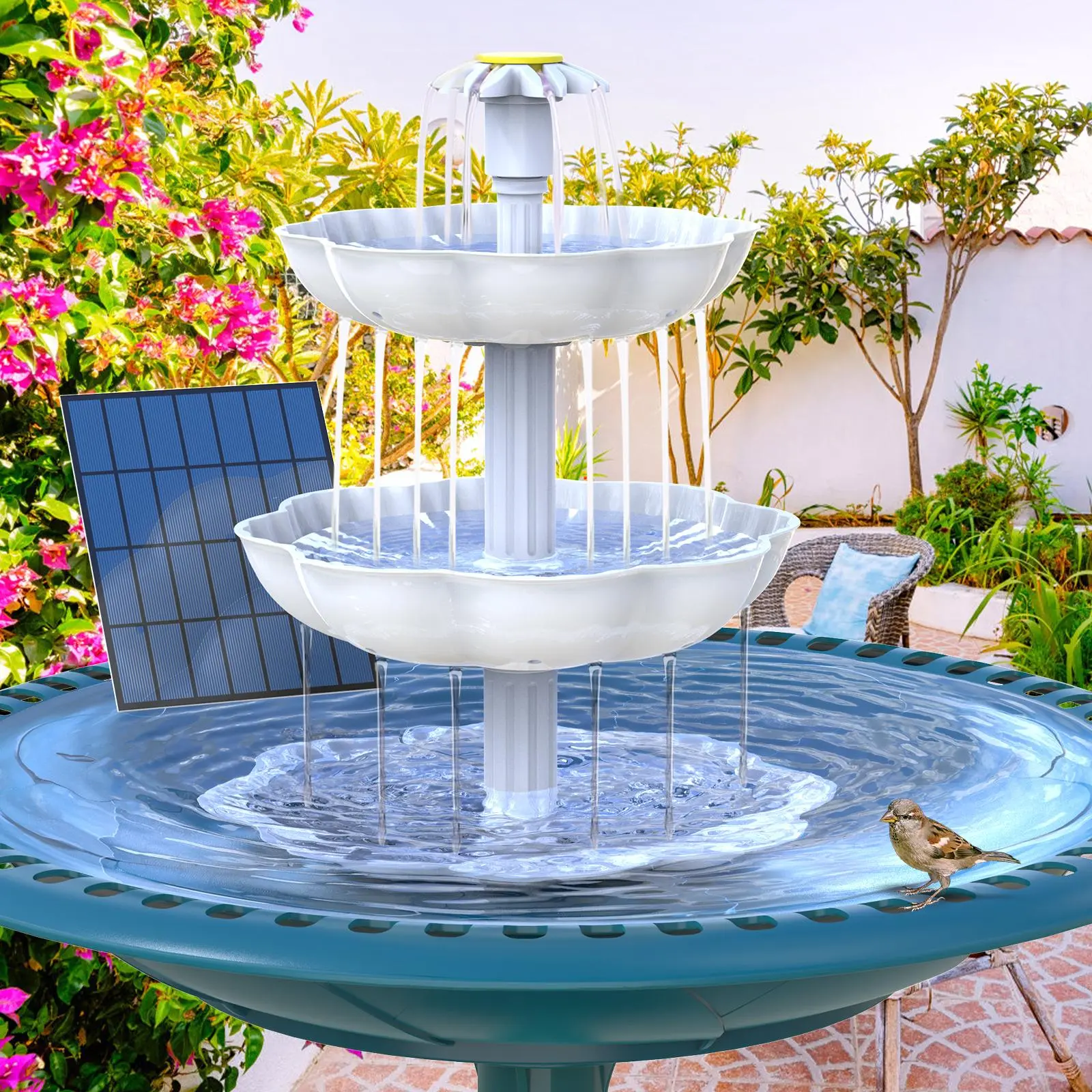 Solar Fountain, Solar Fountain Bird Bath Pump, Independent Portable Floating Solar Fountain Pump, Suitable for Bird Bath, Garden, Ponds, Pool, Fish Tank, Aquarium, Outdoor, Decorative