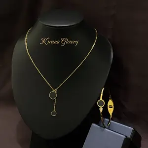 Kalung Permata Hitam Helena dan Bangle Mata Gaya Unik dan Berkelas Bahan Titanium Kirana Glowry