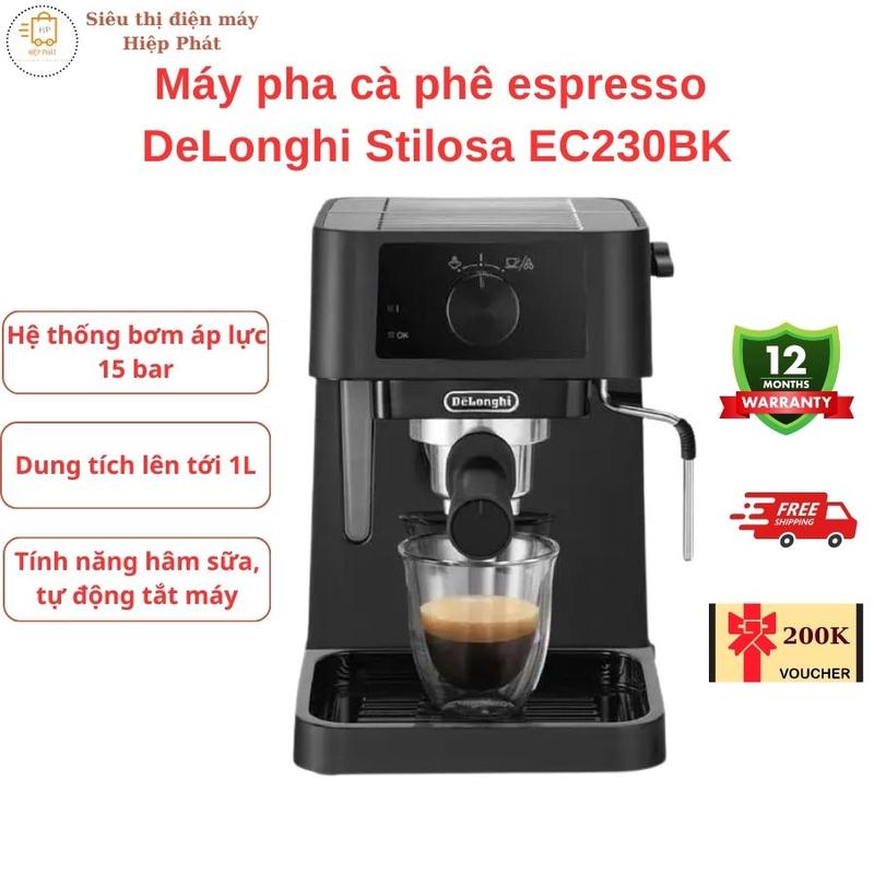 Máy pha cà phê espresso DeLonghi Stilosa EC230BK, áp lực bơm 15bar, thiết kế…