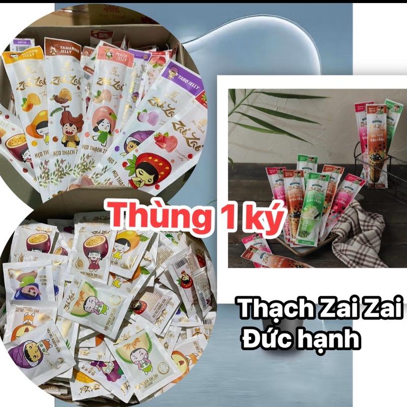 Thùng 1 ký kẹo thạch zai zai Đức hạnh - ăn vặt  - thạch trái cây Zaizai - zai zai trà sữa trân châu  - rau câu