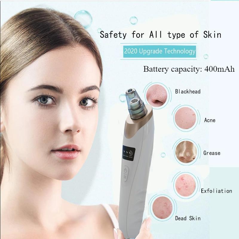 Product Introduction of USB Rechargeable Electric Pore ​​Cleanser, 1 Box Vacuum Suction Blackhead Instrument with 5 Beauty Heads & Acne Needles, Facial Beauty Instrument, Christmas 5