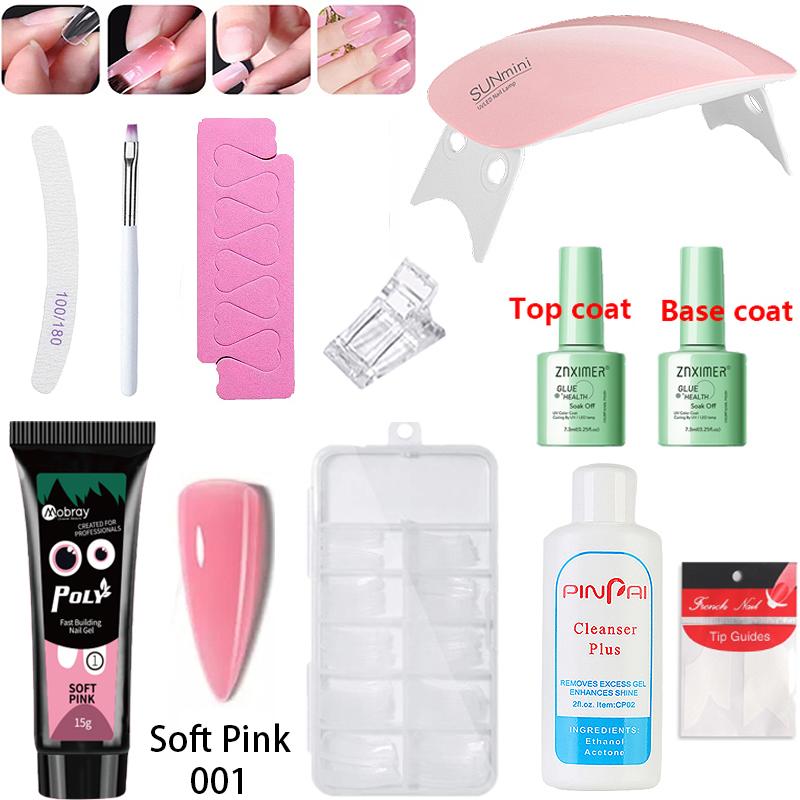 Product Introduction of Poly Gel Nail Extension Set 11PCS/SET Extension Nail Gel Kit Nails Crystal Builder Nail Gel Nail Extension Set With Glue With UV Light 9