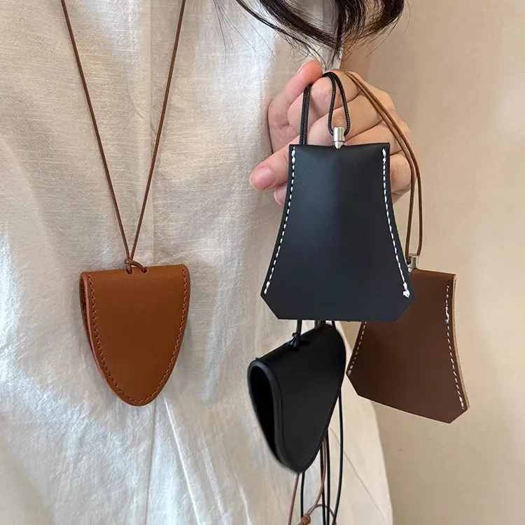 Túi Đựng Chìa Khóa Kéo Ra Bằng Da, Phong Cách Hàn Quốc, Phụ Kiện Đường Viền Cổ Áo, Nam Châm Từ Tính, Đa Năng, Thích Hợp Cho Kính Râm Da Và Vòng Cổ, Với Kẹp