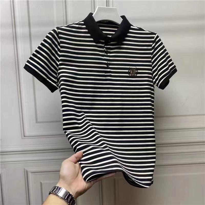 Áo Polo Có Ve Áo Thêu Sọc Nam, Cỡ Lớn Mùa Hè, Dễ Phối Đồ Dáng Ôm, Có Cổ, Áo Phông Thời Trang, Áo Thời Trang, Dành Cho Nam 0