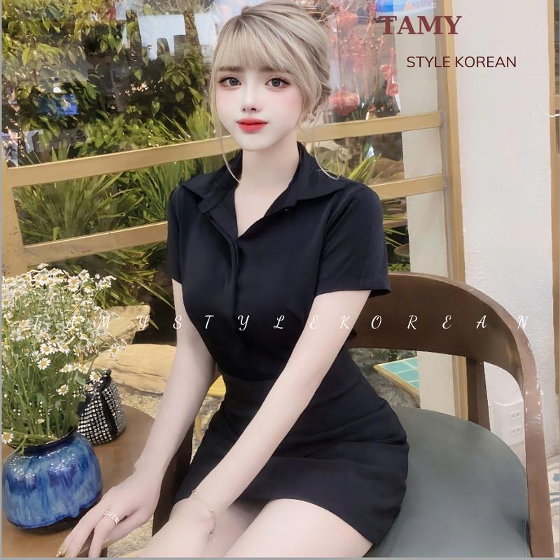 Áo sơ mi nữ trơn tay ngắn không nhăn nẹp đôi giấu nút form rộng - áo sơ mi nữ công sở chất lụa kate trẻ trung, năng động. 2