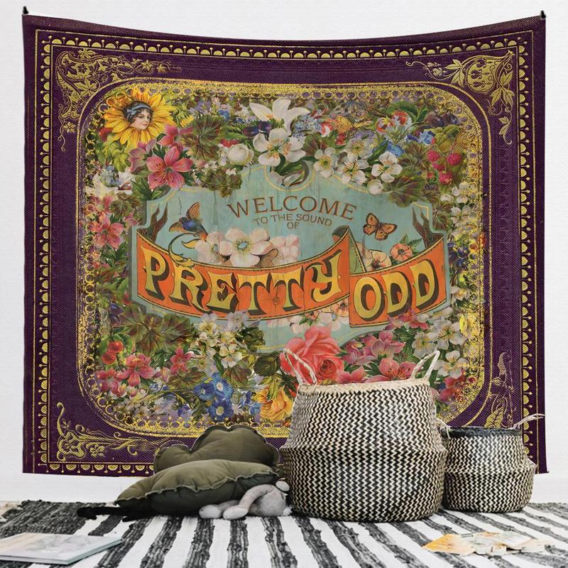 Vintage Letter & Flower & Border Pattern Tapestry, Aesthetic Classical Creative Wall Hanging Decor, Wall Art Decor for Home Living Room Bedroom Gallery Dinning Room 3