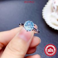 Gambar AGIAO Sky Blue Light Luxury Simple Ring 2 Carat Personalized Fashion Open Ring - 2 karat (8mm), Dapat disesuaikan dari A.GIAO.ID Kab. Gresik 5 Tokopedia