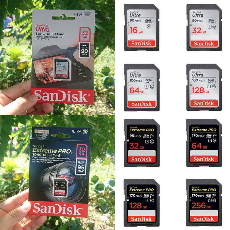 SanDisk Thẻ Nhớ SDHC Ultra 32GB 64GB 128GB 256GB Tốc Độ Cao Cho Máy Ảnh Chụp Raw & Quay Phim 4K 95MB s 170MB s Phụ Kiện