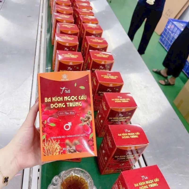 (Hộp 60 túi lọc) Trà ba kích Ngọc cẩu đông trùng giá sỉ, trà bổ thận
