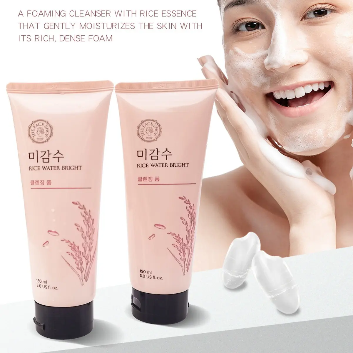 Sữa Rửa Mặt, The Face Shop, Chiết Xuất Nước Gạo, Sáng Da, 100ml Skincare Nữ Women Làm Đẹp Da Dưỡng Ẩm Da