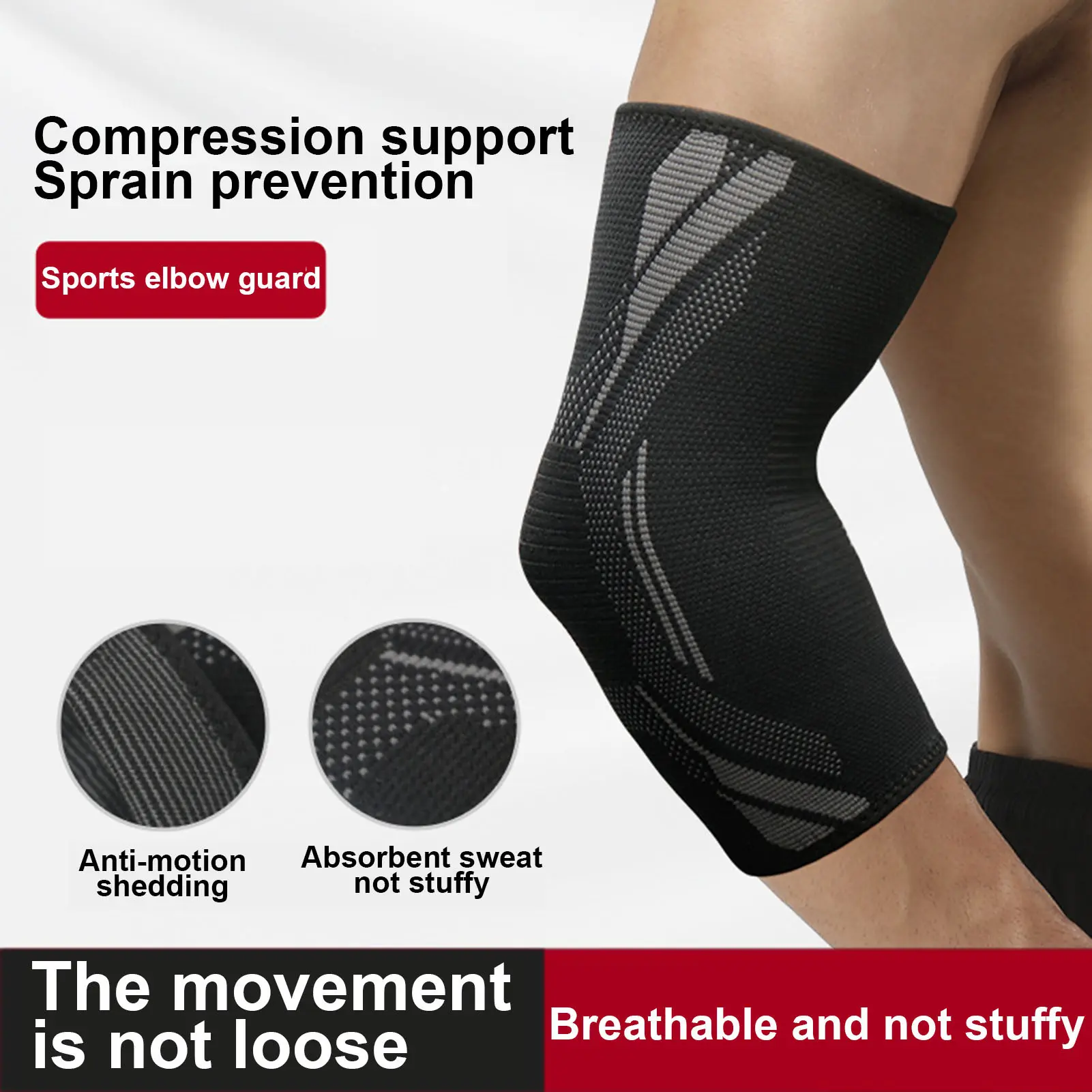 Goiwesyk 1Pc Knit Elbow Compression Sleeve Tendonitis Tennis Elbow Brace Anti-slip Breathable Sweat Absorbing Men Fitness Running Basketball Elbow Support Protector Arm Cover