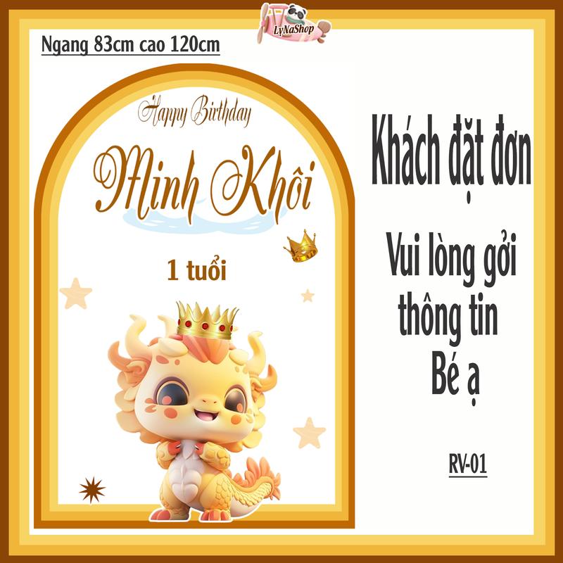 HCM - Background trang trí thôi nôi cho bé tuổi RỒNG - nhắn thông tin bé Shop in gởi trong ngày 6