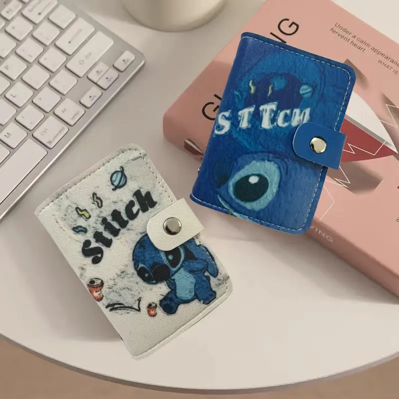 Stitch Womens Wallet Anime Lilo and Stitch Print Short Folding Wallet Leather Multifunctional Coin Purse ID Card Holder
