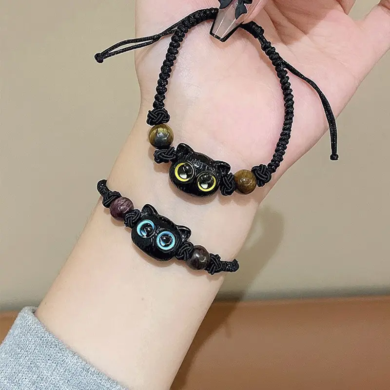 [Yybooklu]COD New Chinese Style Cat Woven Rope Cute Couple Bracelet Niche Design Gift 1