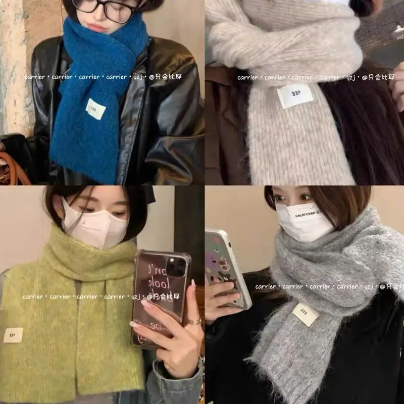 Khăn choàng len dệt kim EGG Korea sáp mềm mại, khăn quàng cổ trơn unisex chất cashmere ấm áp new 2024 7