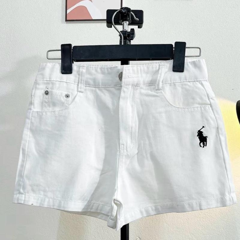 Quần short kaki nữ cạp cao thêu hình 0