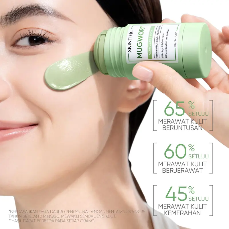 [Special 10.10 Tasya Farasya] SKINTIFIC 3pcs set Niacinamide Bright Boost Clay Stick Mugwort Acne Clay Stick 40G  Masker Wajah Masker Komedo Ampuh Penghilang Jerawat Acner Eksfoliasi Wajah Green Clay Masker Wajah Stick Glowing Kecantikan Skincare 3