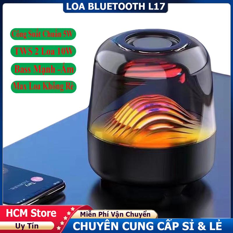 Loa Bluetooth Trong Suốt L17-A Có Đèn LED RGB 7 Màu Nháy Theo Nhạc Bass Mạnh Trầm Ấm TWS 2 loa Công Suất 10W - Có Khe Gắn Thẻ Nhớ USB Cổng AUX. Tặng Jack 3.5mm Sử Dụng cho PC Laptop Tivi